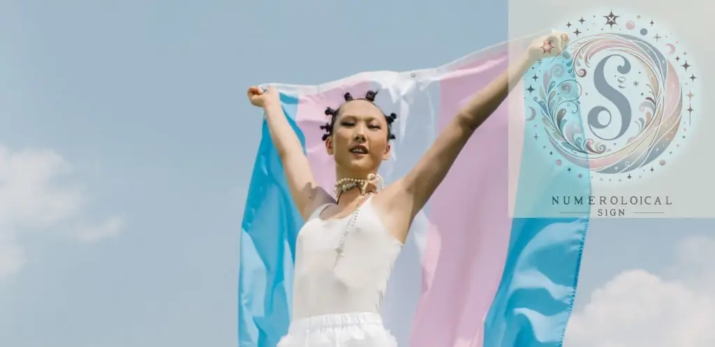 Transgender-Frau mit Transgender-Flagge