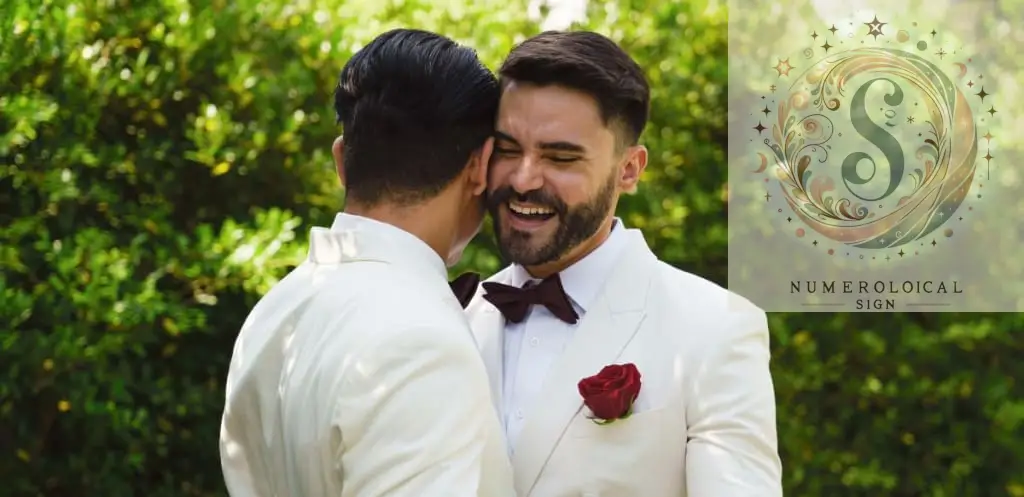 pareja de matrimonio lgbtq teniendo un momento romántico juntos después de la ceremonia de boda